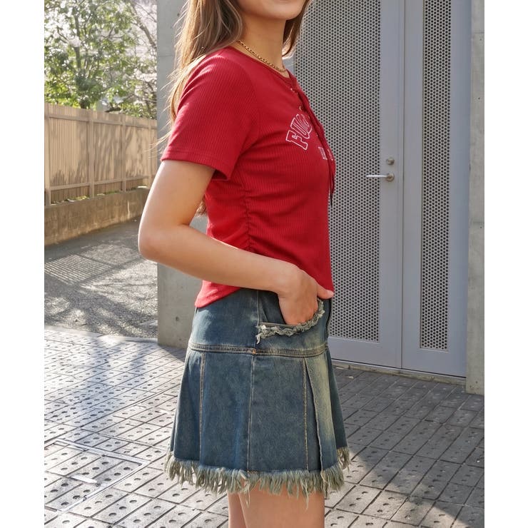 レースアップロゴカットソー | FUN | 詳細画像2 