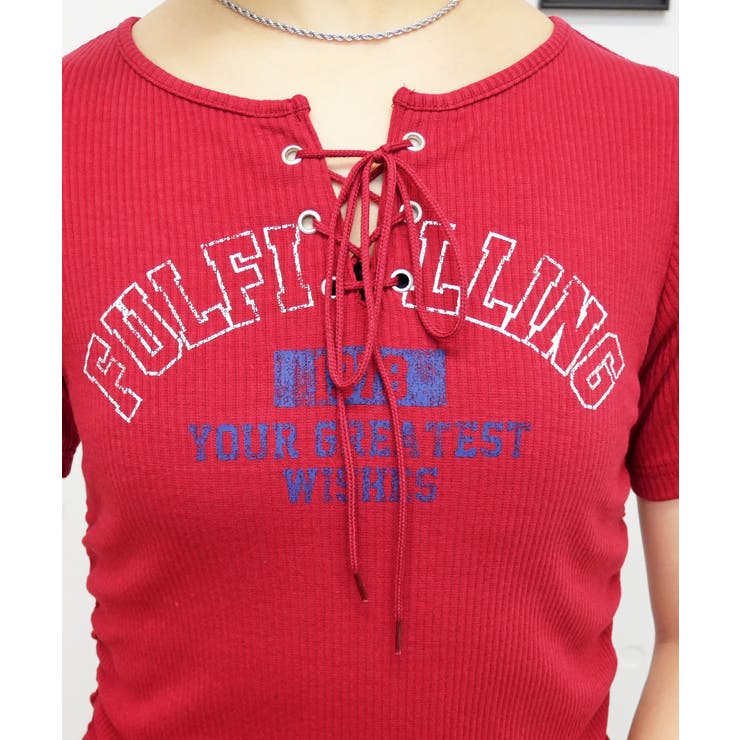 レースアップロゴカットソー | FUN | 詳細画像4 