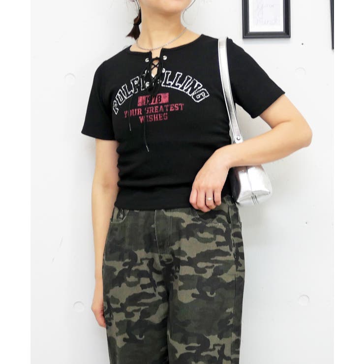 レースアップロゴカットソー | FUN | 詳細画像5 