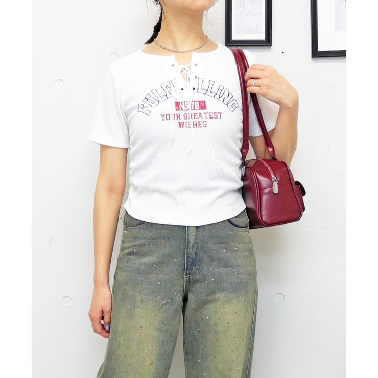 レースアップロゴカットソー | FUN | 詳細画像6 