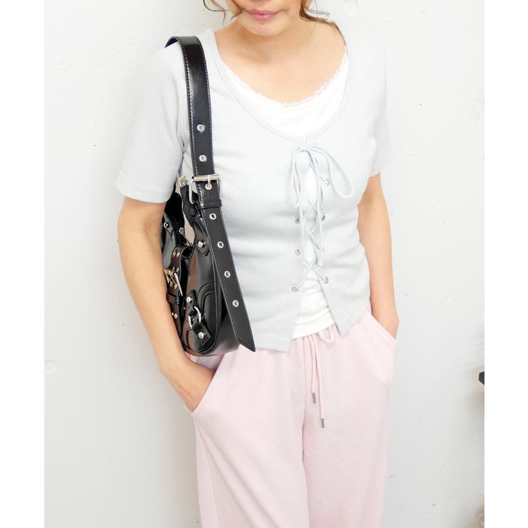 オフ | レースアップラメテレコカットソー | FUN