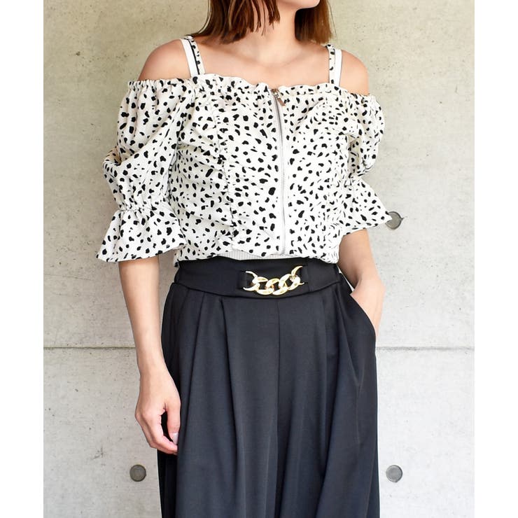 ジップオフショルブラウス[品番：TRNW0001739]｜FUN（ファン）の