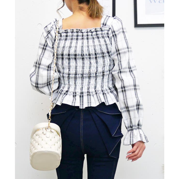 チェックレースアップブラウス | FUN | 詳細画像3 