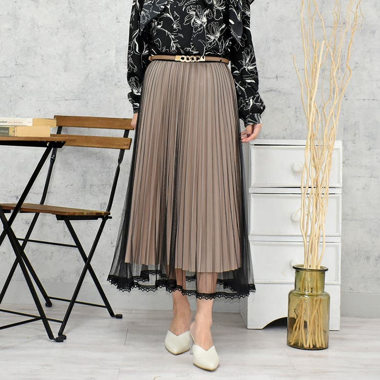 ベージュ | プリーツリバーシブルスカート | FUN