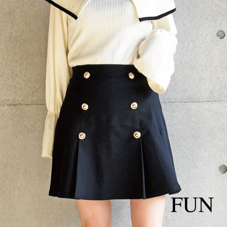 【L・黒】ミニスカート ボタン止めプリーツスカート 洋服 レディースファッション