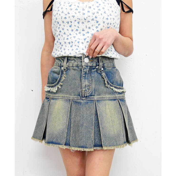フリンジデニムミニスカート | FUN | 詳細画像5 