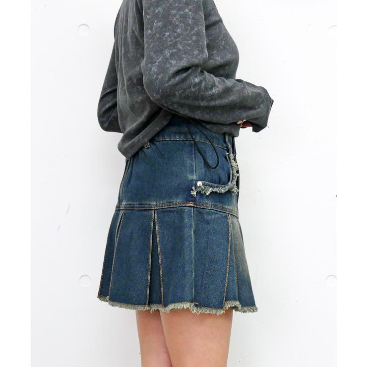 フリンジデニムミニスカート | FUN | 詳細画像1 