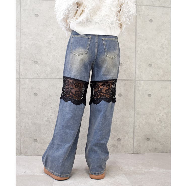 レースリメイクデニムパンツ | FUN | 詳細画像3 