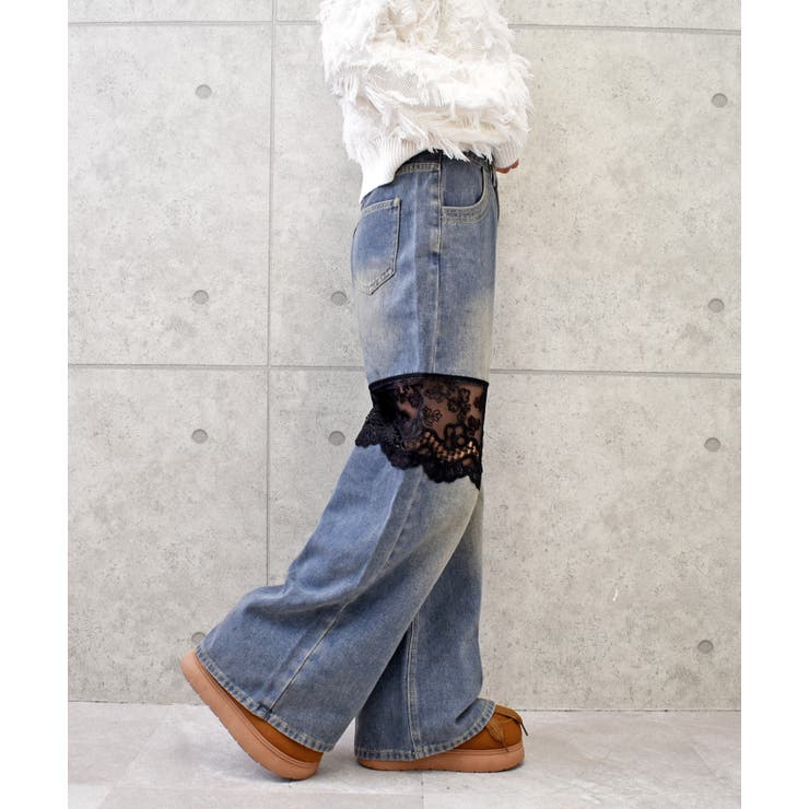 レースリメイクデニムパンツ | FUN | 詳細画像2 