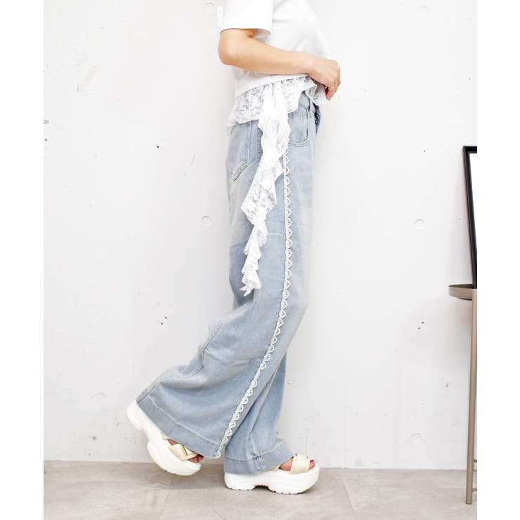 サイドレースデニムパンツ[品番：TRNW0001793]｜FUN（ファン