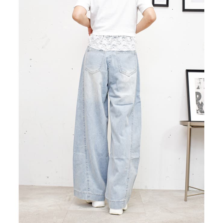 サイドレースデニムパンツ[品番：TRNW0001793]｜FUN（ファン）の