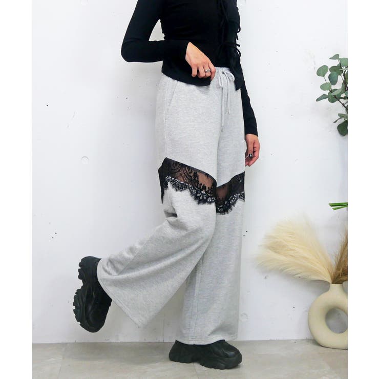 グレー | レースキリカエスウェットパンツ | FUN