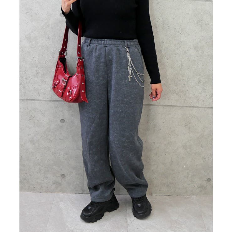 チャコールグレー | チェーンツキスウェットパンツ | FUN