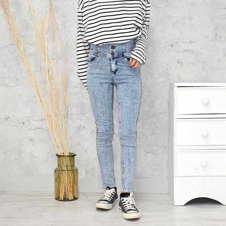 ブルー系 | ボタンスキニーパンツ | FUN