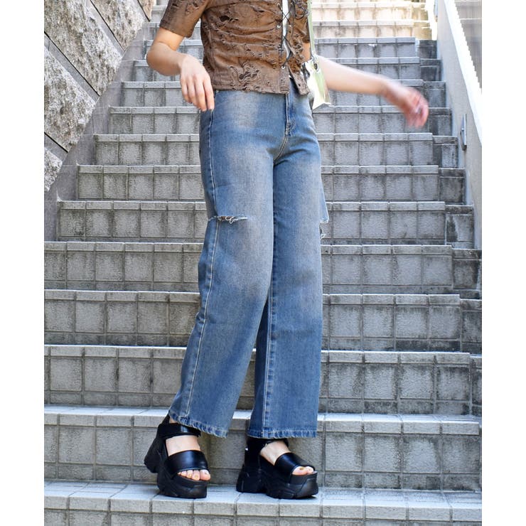 お値下げ不可 美品タグ付きAKANE UTSUNOMIYA ダメージデニムパンツ サイドダメージパンツ[品番：TRNW0000902]｜FUN（ファン）の