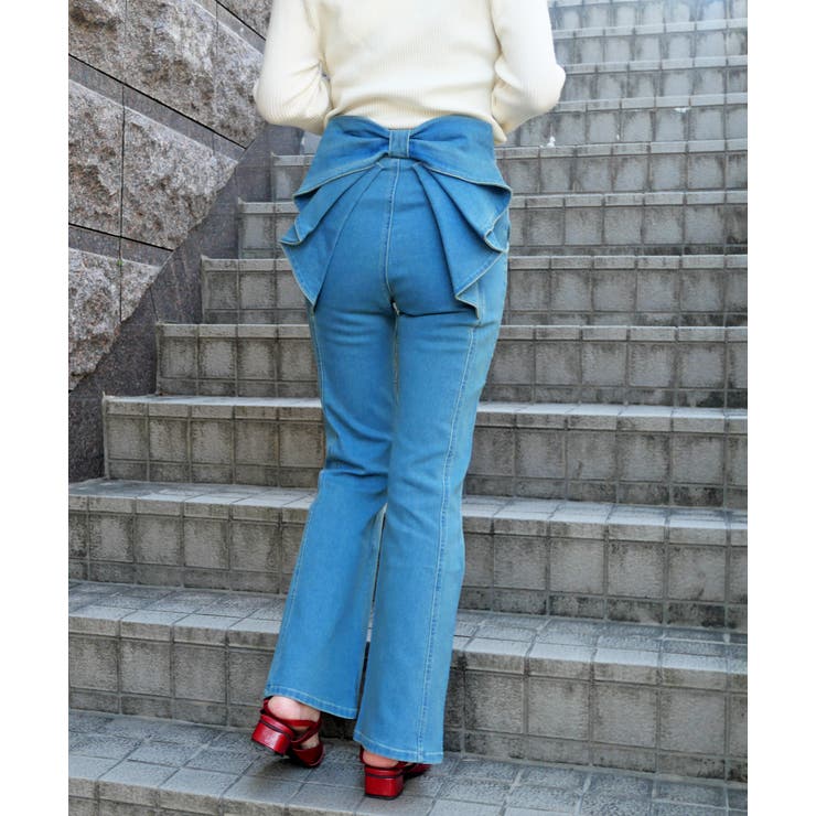 ブルー | バックリボンフレアパンツ | FUN