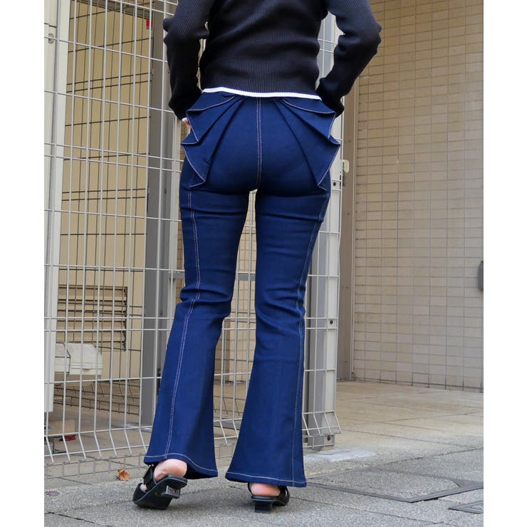 ネイビー | バックリボンフレアパンツ | FUN