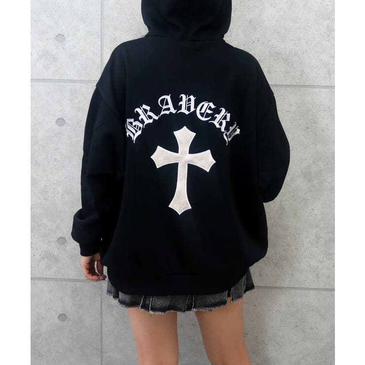 ブラック | バッククロスジップパーカー | FUN