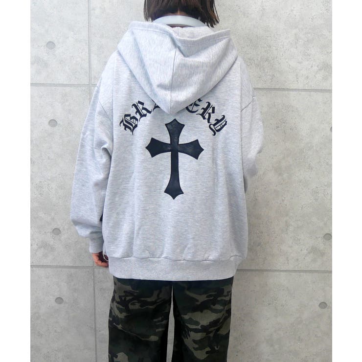 グレー | バッククロスジップパーカー | FUN