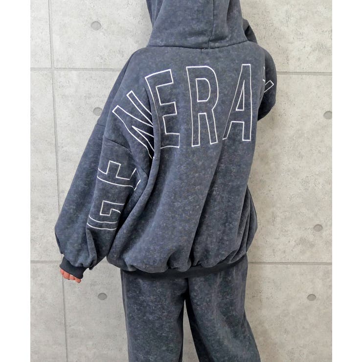 チャコールグレー | バックロゴジップパーカー | FUN