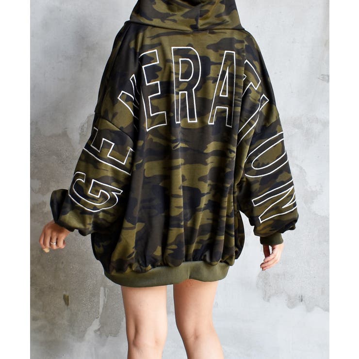 カモフラージュ | ラメロゴジップパーカー | FUN