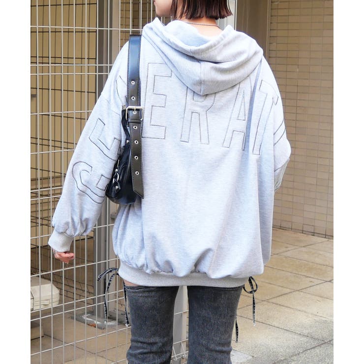 グレー | ラメロゴジップパーカー | FUN