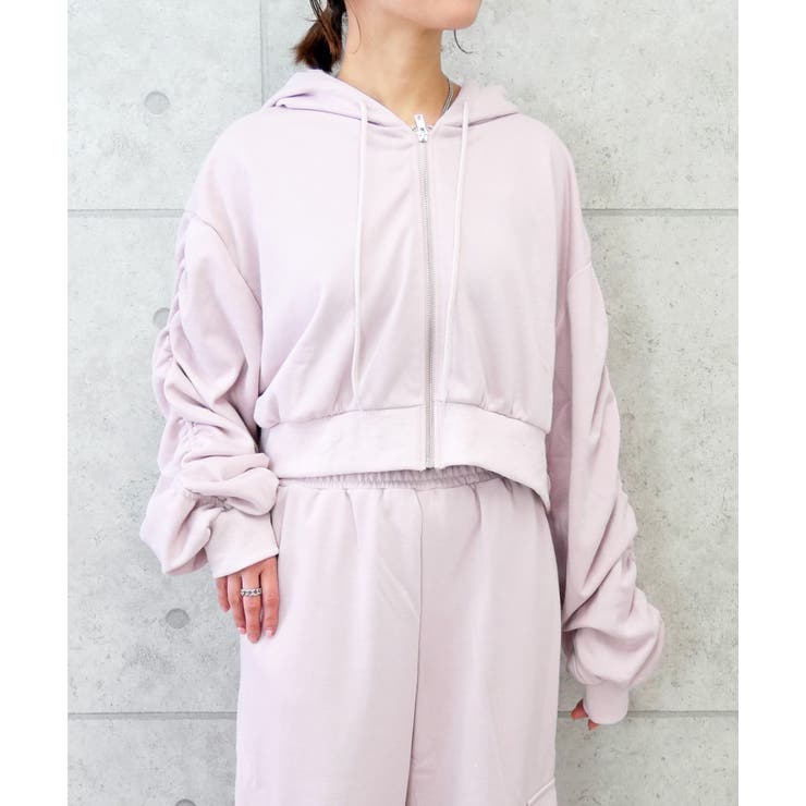 ピンク | ラメショートパーカー | FUN