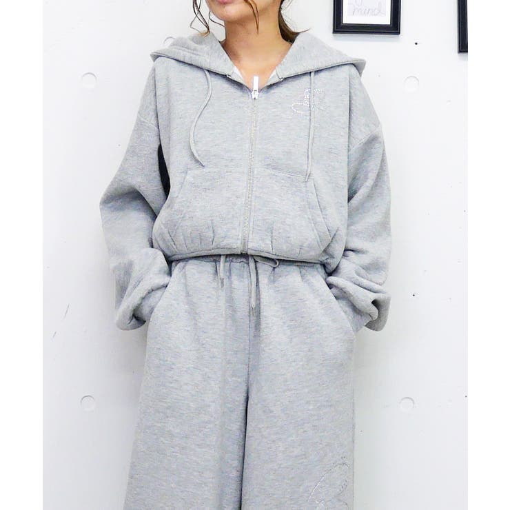 グレー | ストーンロゴショートパーカー | FUN