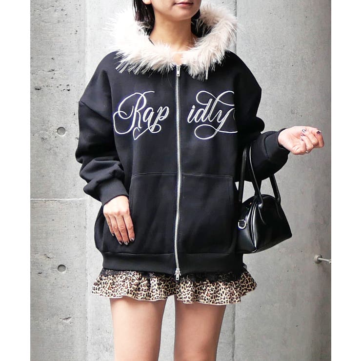 ブラック | フードファーパーカー | FUN