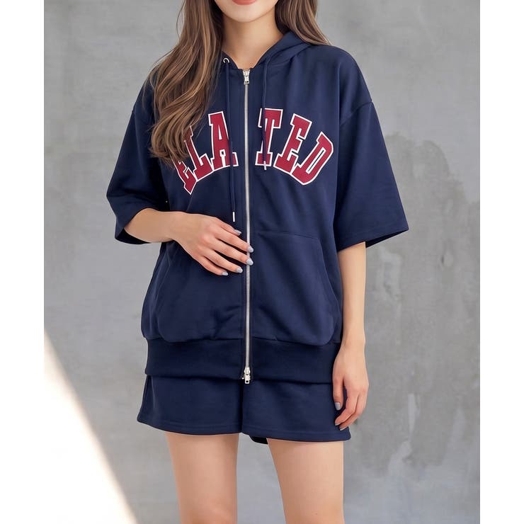 ネイビー | ハンソデジップパーカー | FUN