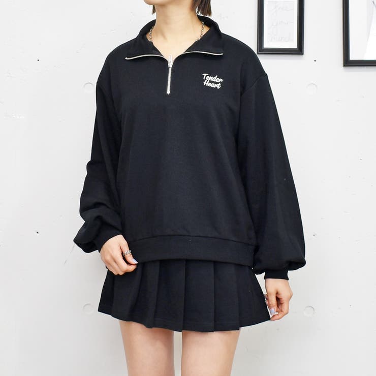 ハーフジップポロシャツ バックプリーツスカート セットアップ 春夏