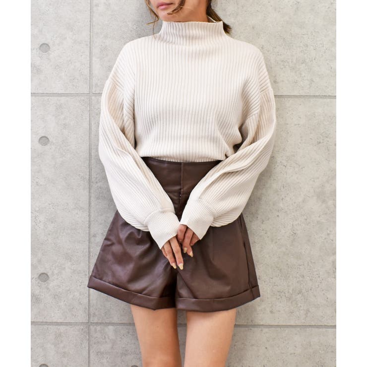 アイボリー | ボリュームリブニット | FUN