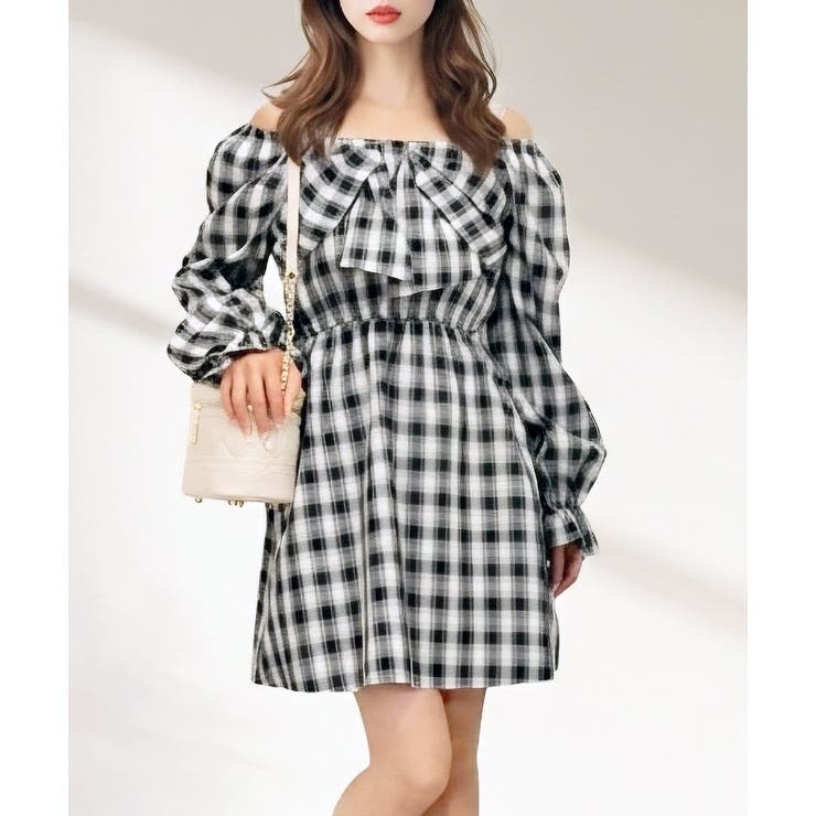 ホワイト×ブラック | リボンミニワンピース | FUN