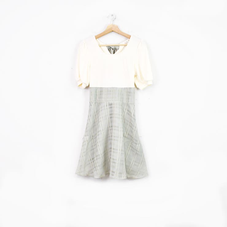 sheller シアーチェックミニワンピース　white フリーサイズ merry jenny（メリージェニー）の「シアーチェックミニ