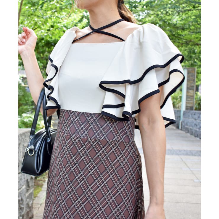 バイカラーチェックワンピース[品番：TRNW0001836]｜FUN（ファン