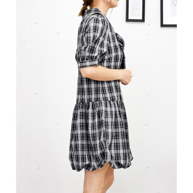 チェックバルーンワンピース[品番：TRNW0001863]｜FUN（ファン）の