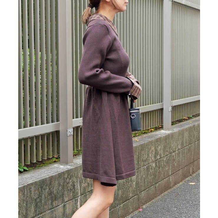 チェックエリニットワンピース | FUN | 詳細画像2 