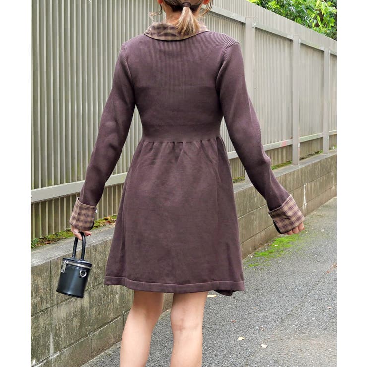 チェックエリニットワンピース | FUN | 詳細画像3 