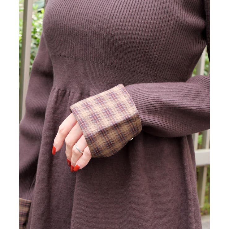 チェックエリニットワンピース | FUN | 詳細画像5 