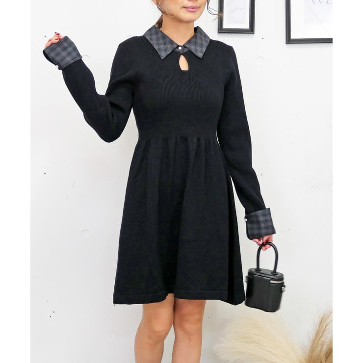 チェックエリニットワンピース | FUN | 詳細画像6 