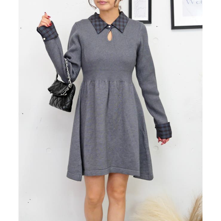 チェックエリニットワンピース | FUN | 詳細画像7 