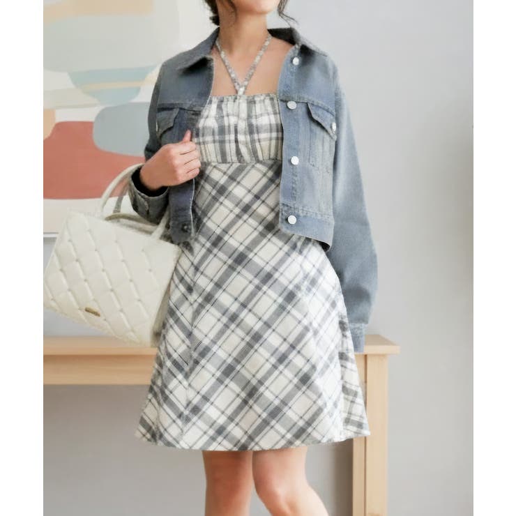 アイボリー | チェックミニワンピース | FUN