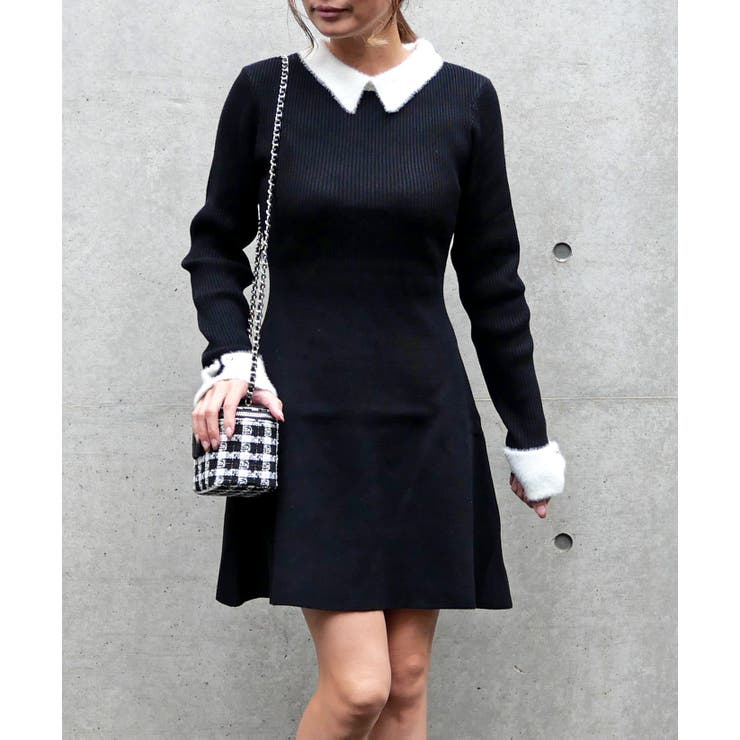 ブラック | エリフェザーミニワンピース | FUN