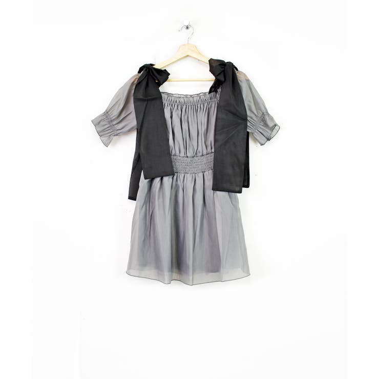 one-shoulder neck ribbon punch mini onepiece /ワンショル