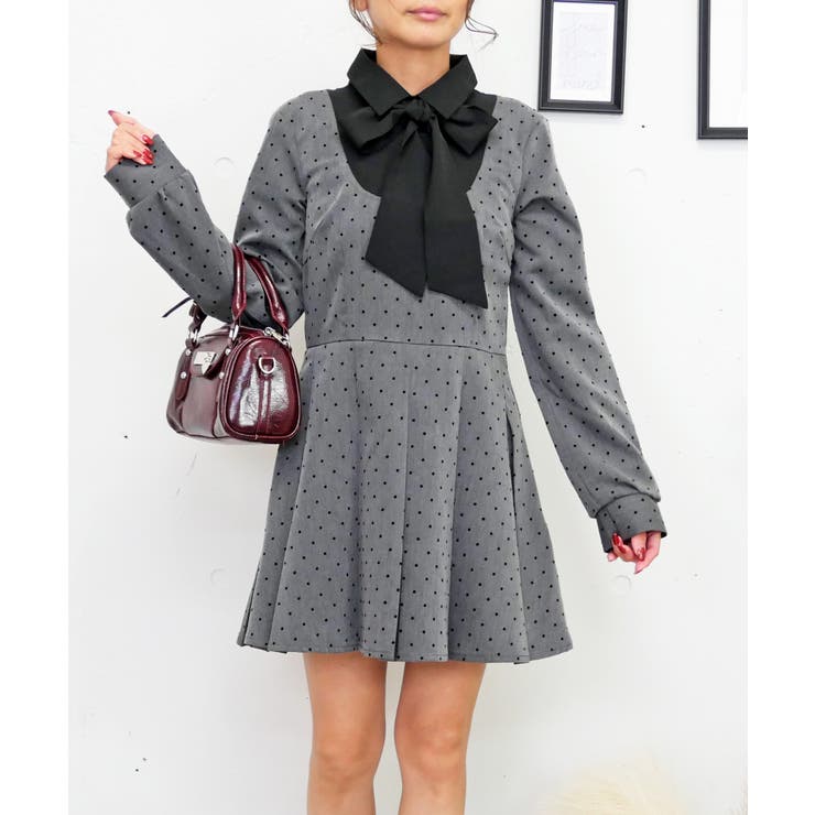 グレー | プリーツミニワンピース | FUN