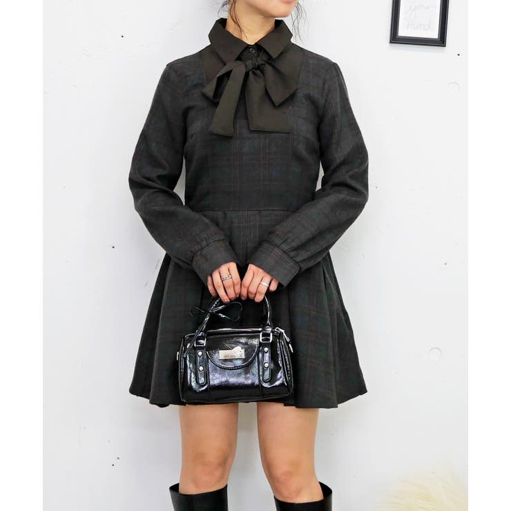 チャコールグレー | プリーツミニワンピース | FUN