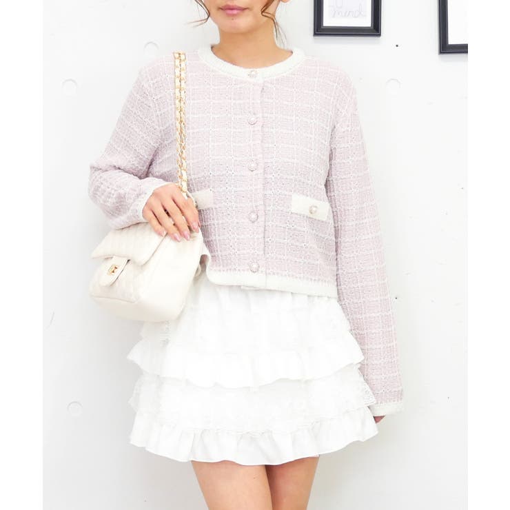 ピンク | ラメツイードカーデ | FUN