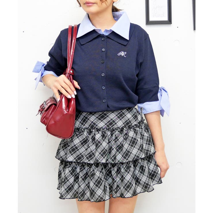 ネイビー | ソデリボンドッキングカーデ | FUN