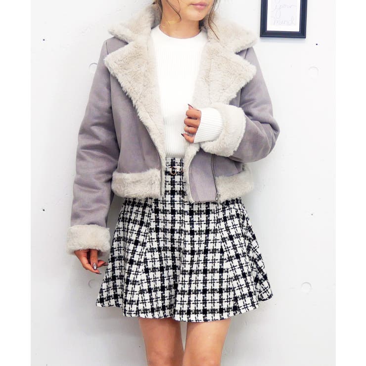 グレー | スエードフェイクファージャケット | FUN