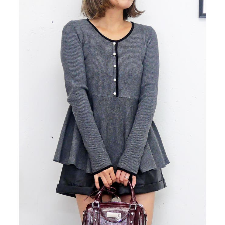 バイカラーペプラムニット | FUN | 詳細画像1 